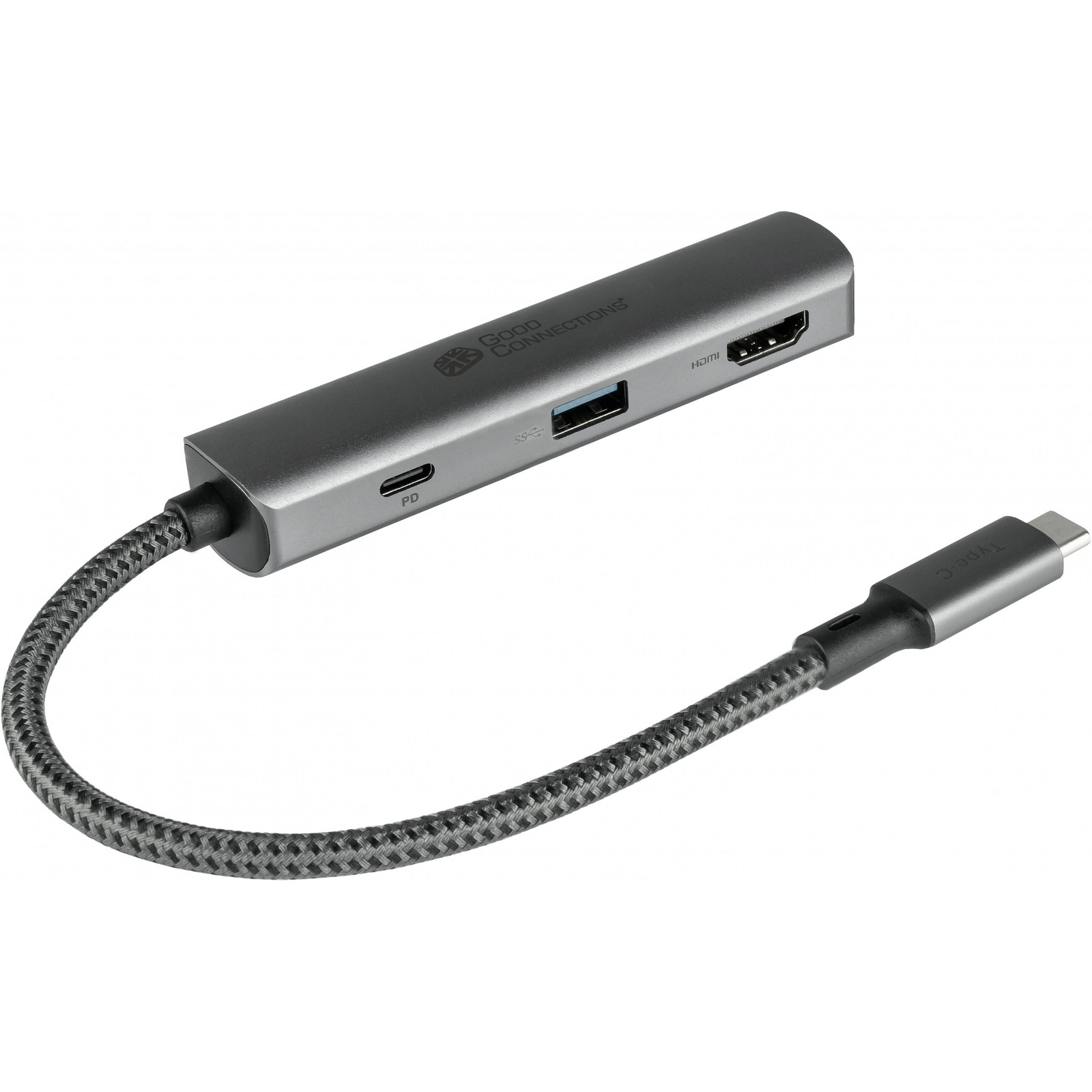Good Connections HUB-C002A USB-C-hub met 3 poorten, antraciet