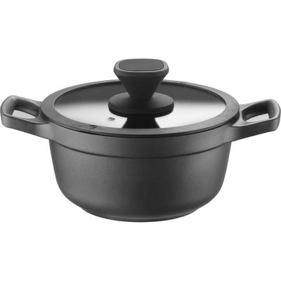 Kochtopf PINTINOX "Pinti Pro", schwarz, H:10,8cm Ø:24cm, Töpfe, Suppentopf Fleischtopf Kochtopf, 3-lagige Antihaftbeschichtung, für Induktion, inkl. Glasdeckel