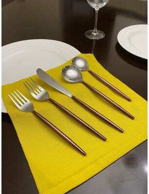 Vibhsa Handcrafted Hammered Brown Stainless Steel Flatware Set, 20-Piece Service for 4