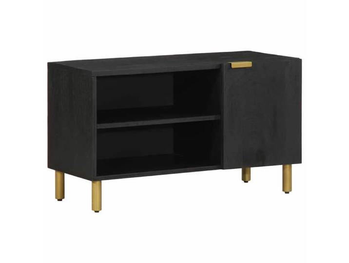 Cabinet multimédia Noir - Meuble TV - noir 80x33x46 cm bois d'ingénierie A15903