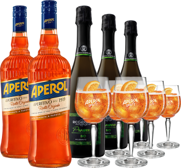 Weinpaket - Apero - Aperol Spritz - 5 Fl. + 6 Gläser - 3.65L