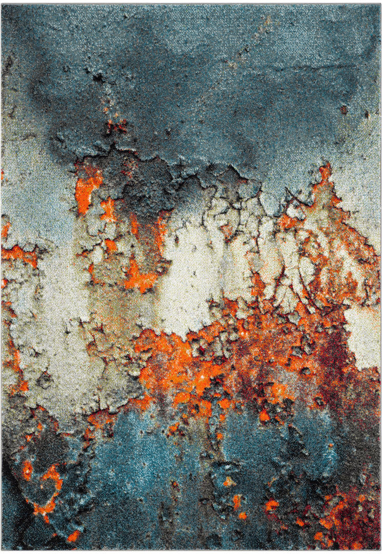 Ivy Bronx Airi Abstract Area Rug Blue Rectangle 160 x 229 cm