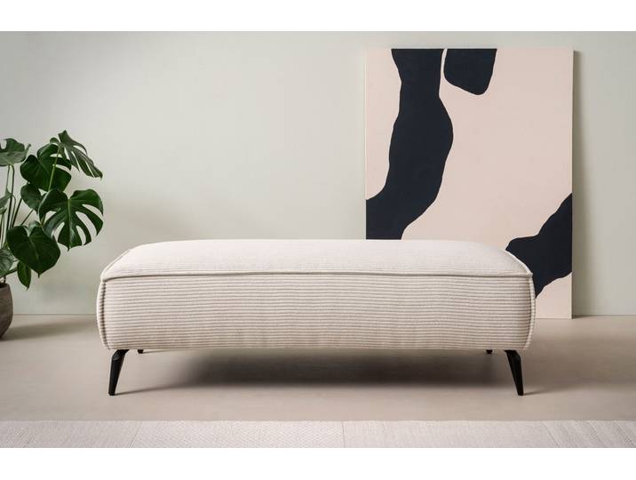 Polsterhocker GOODPRODUCT TVINNU Cord , beige (hellbeige), B:140cm H:44cm T:65cm, Hocker, Polsterhocker, zur Serie TVINNU, gemütlicher Sitzkomfort, rechteckig, schwarze Füsse