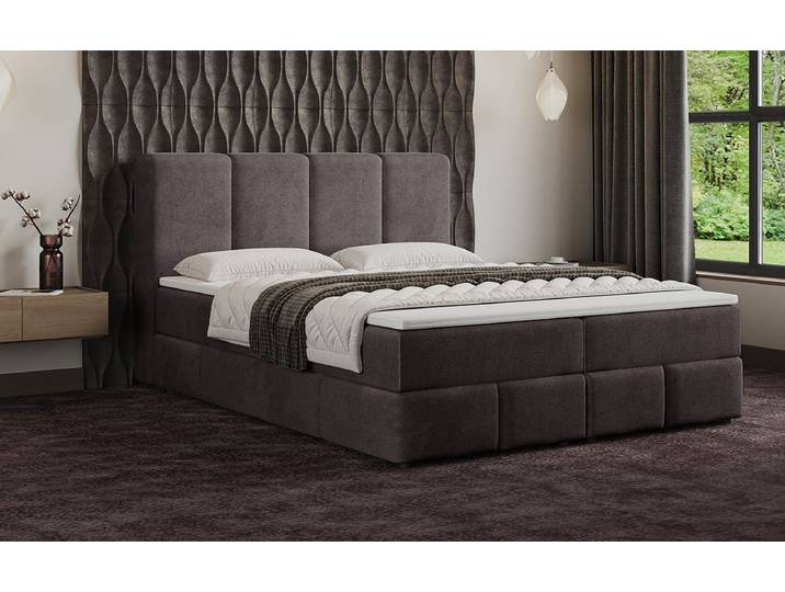 Boxspringbett Venedig Samt mit Stauraum - 120x200 - Blau - Luxusbetten24