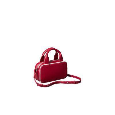 Mini Bag CALVIN KLEIN "CONTRAST CK MINI BAULETTO BAG", Damen, Gr. B/H/T: 17,5cm x 11cm x 6cm, rot (bordeaux), Lederimitat, unifarben mit Farbeinsatz, Taschen, Mini Bag, Umhängetasche, Schultertasche im Kontrast-Look