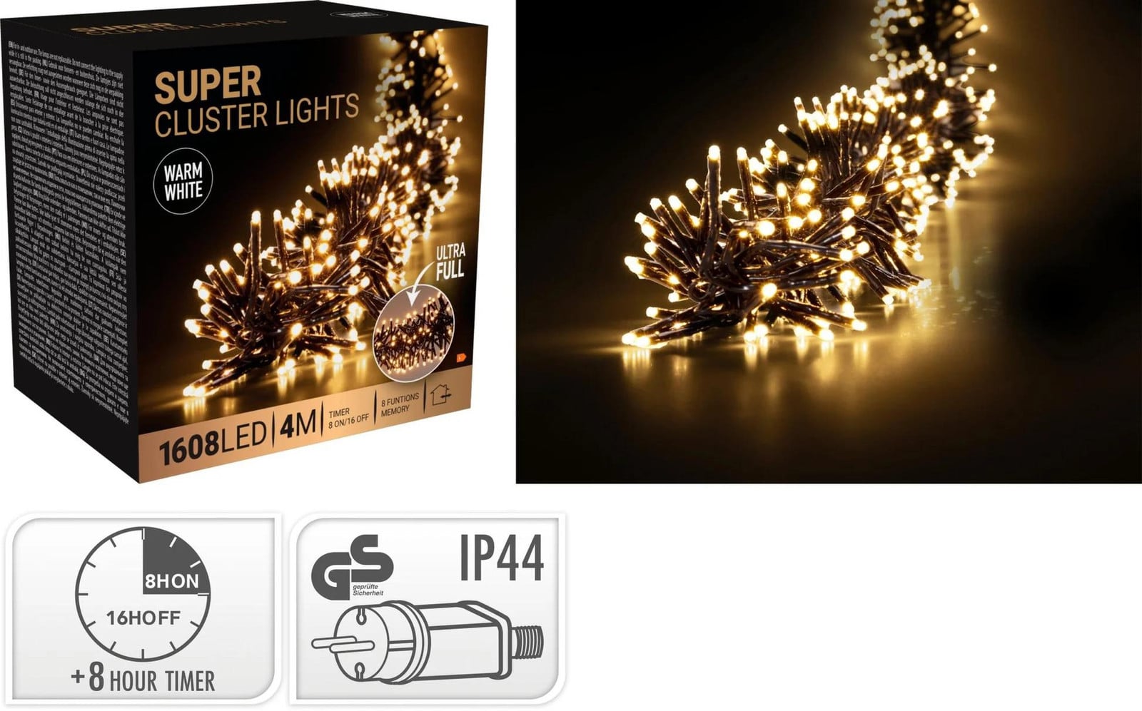 Nampook Super cluster 1608led ww kerstverlichting