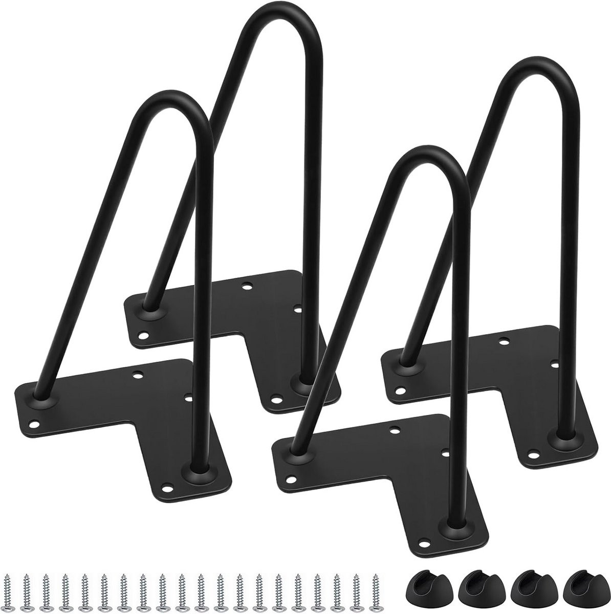 Set van 4 zwarte haarspeld tafelpoten van 20 cm voor meubels