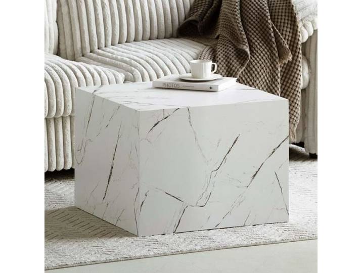Milton & Oldbrook Table Basse 60 cm Pori Look Marbre Blanc