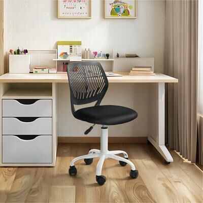 FurnitureR Homy Casa Kids' Adjustable Height Swivel Desk Chair with Padded Seat, Rolling Wheels and Metal Base