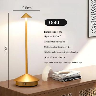 Smart Shopping Spot Cordless Rechargeable Table Lamp Touch LED Modern Desk Lamp For Dining Bedroom Bar And Cafe gold