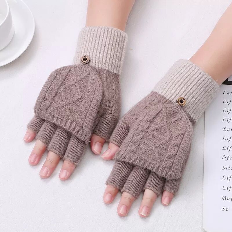 INF Mitaines convertibles – Gants d'hiver chauds et confortables Marron