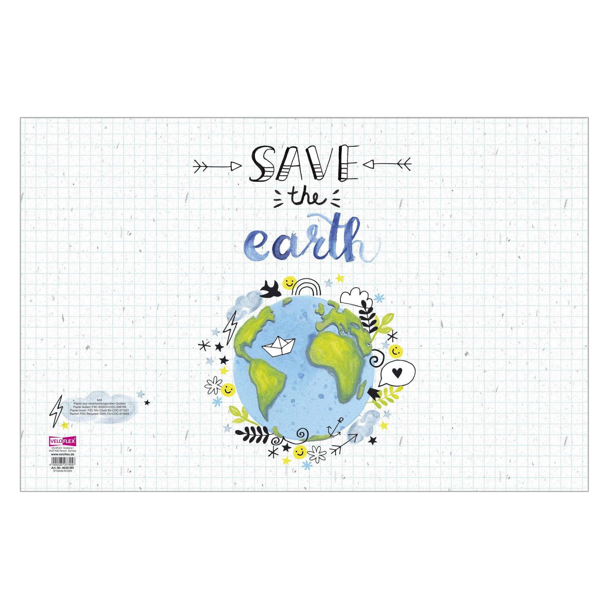 Veloflex 4639981 - Schreibtischunterlage Save the earth, 39x60 cm, Papier, recyclebar, Karton ohne F (60 x 39 cm) (4639981)