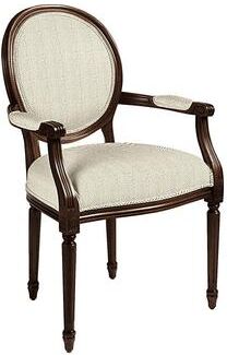 Limited Edition Oval Back Louis XVI Armchair in Washed Walnut Finish - Justify Driftwood w/Wash Walnut - Ballard Designs