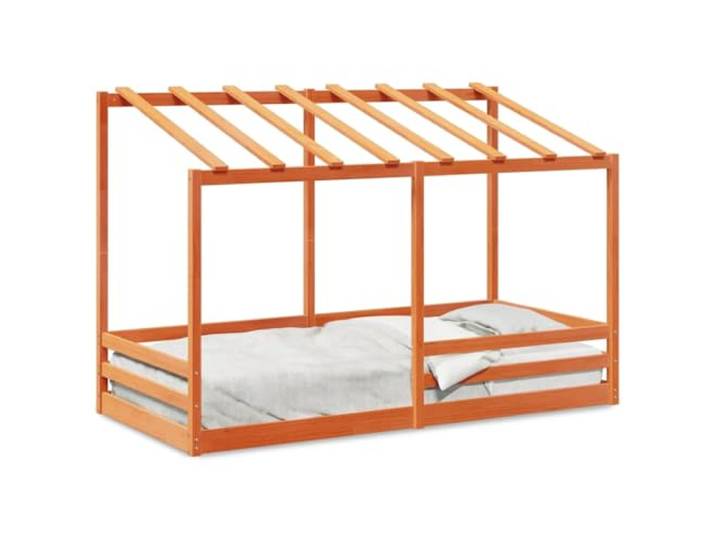 PUGYNBK Kinderbett Massivholz Kiefer 80 x 200 cm Mit Baldachin, Leisten, modernes Design, ohne Matratze