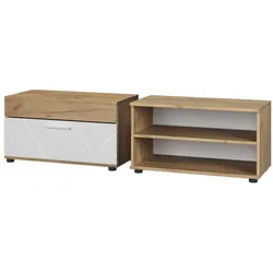 Vicco, Wohnwand, Wohnzimmerschränke Berno, Goldkraft Eiche/Weiss, 2 Teile (70.80 x 35.30 x 38.90 cm)