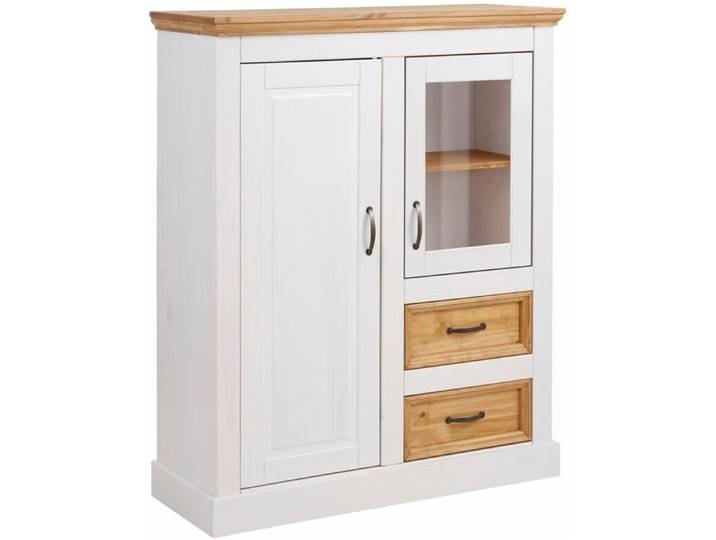 Selma - Buffet Avec 2 Portes 2 Tiroirs En Pin Teinté Blanc