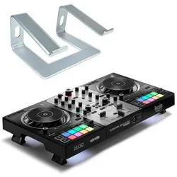 Hercules DJ Controller Inpulse 500 Silver Edition mit Laptopständer, DJ Controller