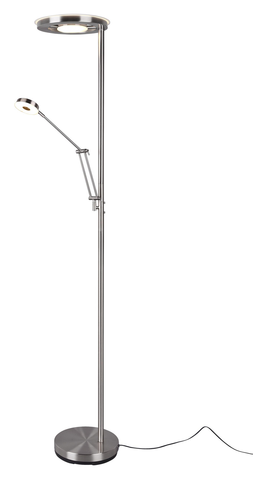 Trio Barrie LED vloerlamp zilver, dimbaar en verstelbaar, metaal