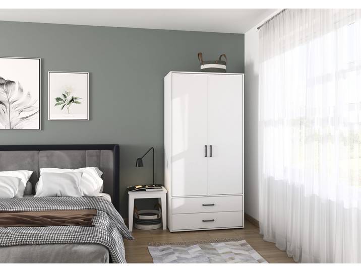 Drehtürenschrank Voyager 93cm Weiß/Alpinweiß Comfort
