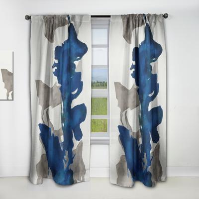DESIGN ART Designart 'Gouache Sapphire on Gray VI' Modern Blackout Curtain Single Panel