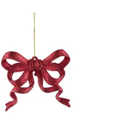 HOME STORY Anhänger Ornament Schleife   , rot , Kunststoff , Maße (cm): B: 9 H: 7,5 T: 2.0
