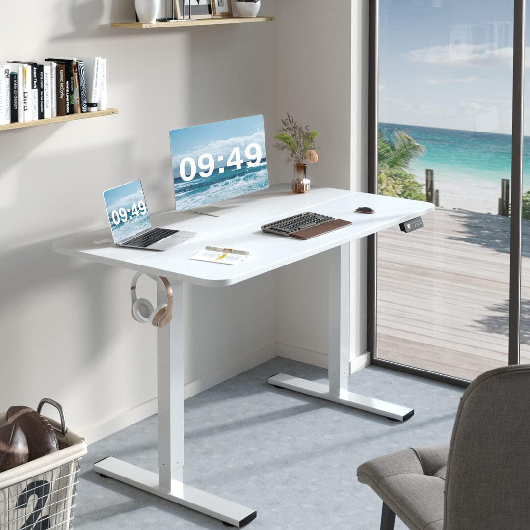 Inbox Zero Height Adjustable Rectangular Standing Desk White/White 118cm H x 100cm W 60cm D