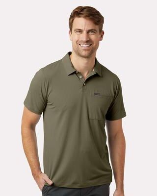 Columbia 211856 Men's Tech Trail Utility Polo Shirt in Stone Green size Small   Polyester/Elastane