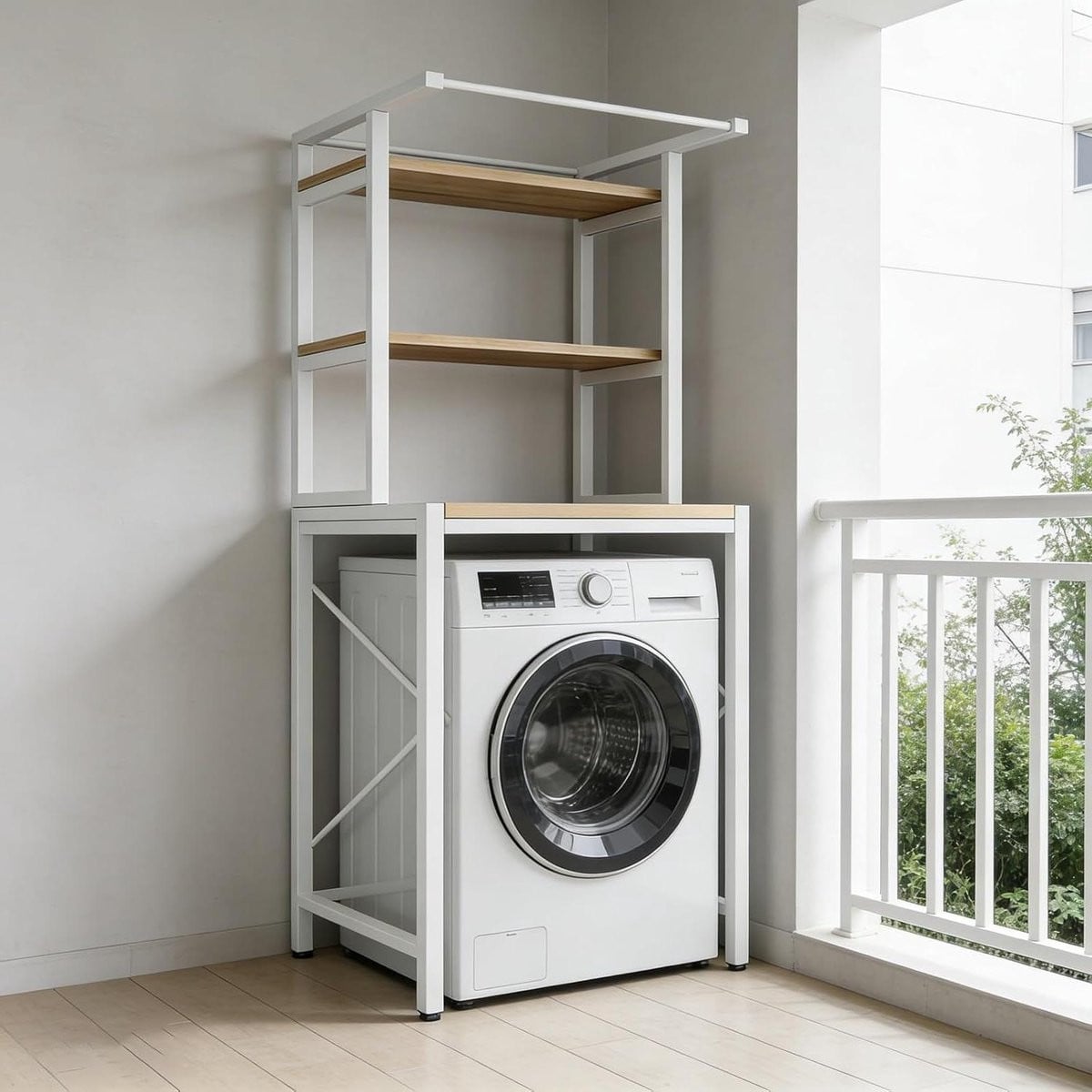 Wit vrijstaand metalen opbergrek voor garage, badkamer, keuken of balkon
