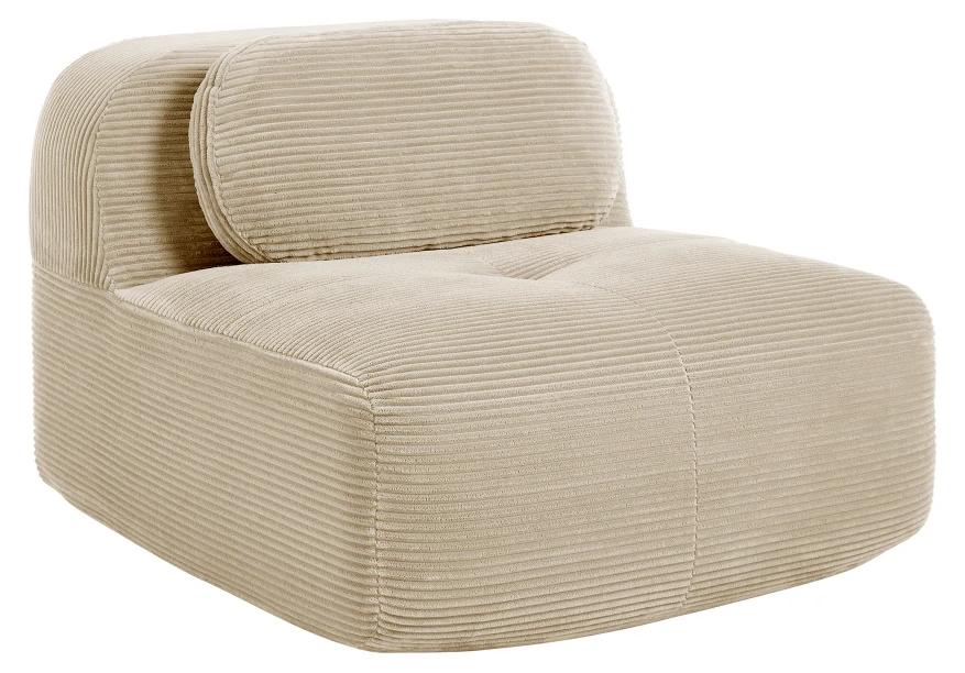 Sofa ohne Armlehnen mit Kissen - Modulares Sofa - Stil A - Cordstoff - Modernes Design - Beige