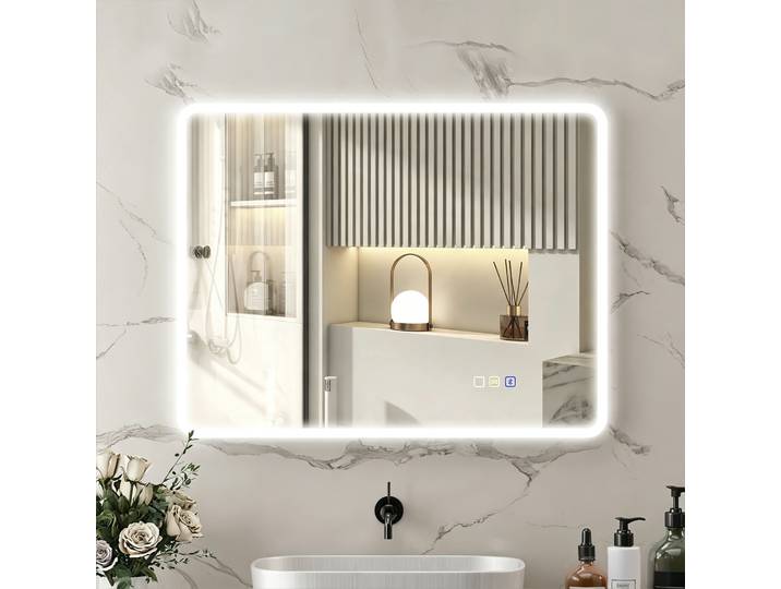 HOMCOM Miroir LED Salle de Bain 70x90cm Anti-Buée Argent