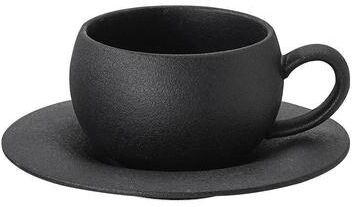 Uplifted Finds Japanese Style Ceramic Coffee Cup And Saucer Set In Black Or White Egg Shaped Design 280 Ml black