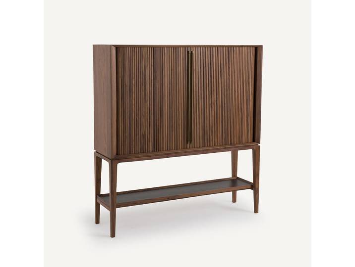 AM.PM Buffet haut/bar en plaqué noyer et cuir, Liamca Marron Noyer