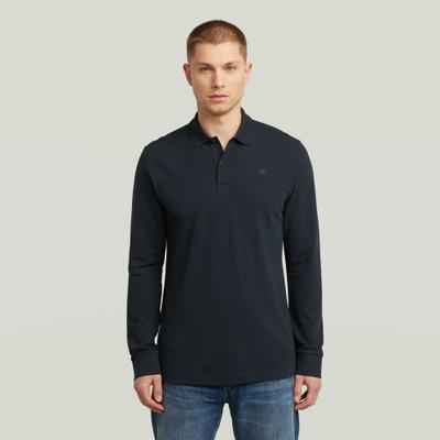 Poloshirt G-STAR "Dunda Slim Polo", Herren, Gr. XL, salute, Piqué, Obermaterial: 95% Baumwolle, 5% Elasthan, unifarben, slim fit, angesetztes Bündchen, Shirts, langärmlig, mit Logo