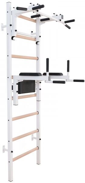 BenchK 200 White + Steel Pull Up Bar/BB Holder + Dip Bar