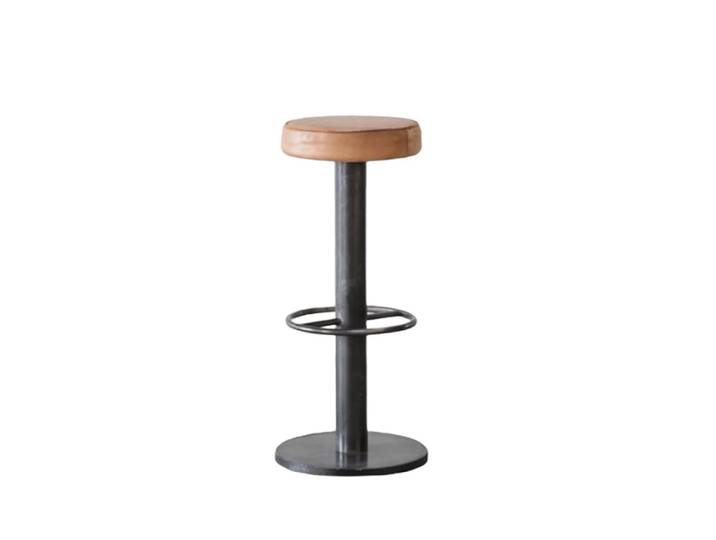 Tabouret de bar en acier et cuir naturel