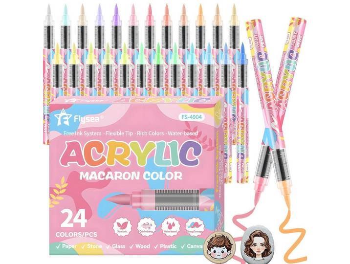 Acrylmarker 24 Farben Macaron Farben Weiche Spitze, Mehrfarbig, Kunststoff, 10x2x15 cm, Dekoration, Malbedarf & Bastelbedarf