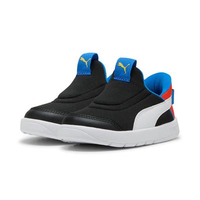Sneaker PUMA "COURTFLEX V3 SLIPTECH INF", Mädchen, Gr. 24, schwarz (puma schwarz, puma weiß, rotmazing), Textil, Schuhe Sneaker, SLIPTECH™ Technologie: praktisches Anziehen ohne Hände