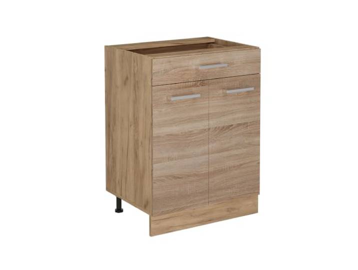 Vicco Küchenunterschrank R-Line, Sonoma, 60 cm 1 Schublade · Ohne Arbeitsplatte · Höhenverst. Füße · 2 Türen · Leichter Zugriff