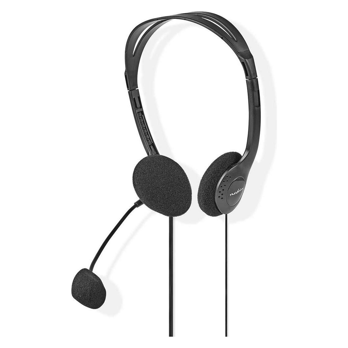 Nedis Kopfhörer für PC, Headset, 2 Stecker, 3,5 mm, Schwarz (Kabelgebunden) (CHST100BK)
