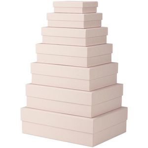 Rössler-Papier Geschenkbox 1341145358, Boxline Powder, weiß, Set mit 7 verschiedenen Größen, Karton, eckig, 7-teilig