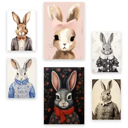 POSTER Set Mit 6 Kaninchen Und Hasen A3 & A4 Rahmenlos