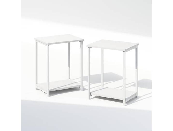 Furinno Simplistic Industrieller Metallrahmen Nachttisch, Beistelltisch, 2-Pack, Weiß/Weiß