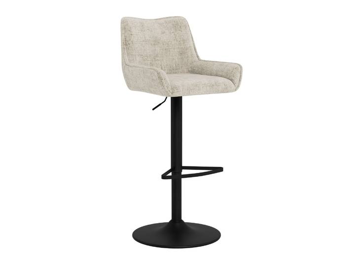 Barhocker ACTONA GROUP Eddie, Thekenhocker, Barstuhl mit Rückenlehne und Fussstütze , beige, B:51cm H:114cm T:50,5cm, 100% Polyester, Hocker, Barhocker, Barhocker, Stoffbezug, geschwungene Form, Gaslift, Drehfunktion, FSC™