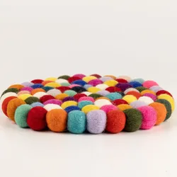 Felt Ball Round Placemat - 20cm Multi Colour