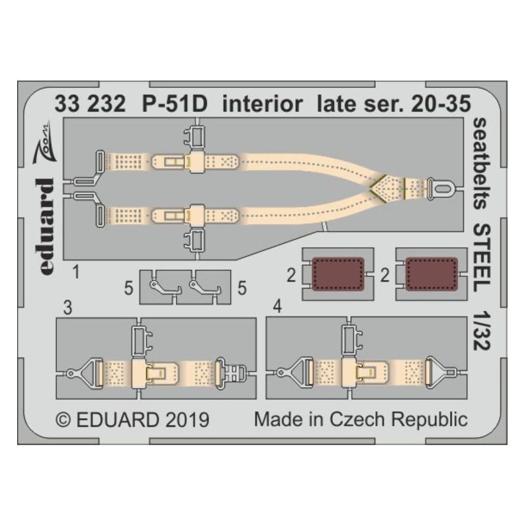 Eduard P-51D interior late ser. 20-35 seatbelts STEEL f.Tamiya (33232)