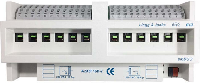 Lingg & Janke Actionneur de commutation 12 canaux 16A 250V 12TE A2X6F16H-2 (89204 / 89204SEC)