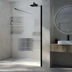 Hoesch Structura Duschabtrennung Eckversion 1200 Seiteneinstieg Haltestange Schwarz Matt 2.000 mm Höhe Echtglas 6 mm EverClean-Beschichtung verchromte Wandprofile