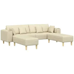 vidaXL Stoffsofa mit Kissen Creme 208 cm Stoff