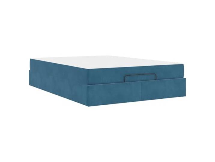 PUGYNBK Bettgestell mit blauer Samt-Matratze Schaumstoff mit hoher Dichte, Schubladen-Aufbewahrung, modernes Design, einfache Montage