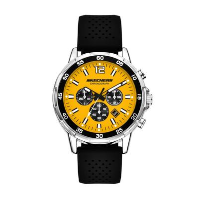 Chronograph SKECHERS "Stanwood", gelb (schwarz, orangen), Armbanduhren, Herren, Chronograph, Quarzuhr, Armbanduhr, Herrenuhr, Silikonarmband, analog, Tag